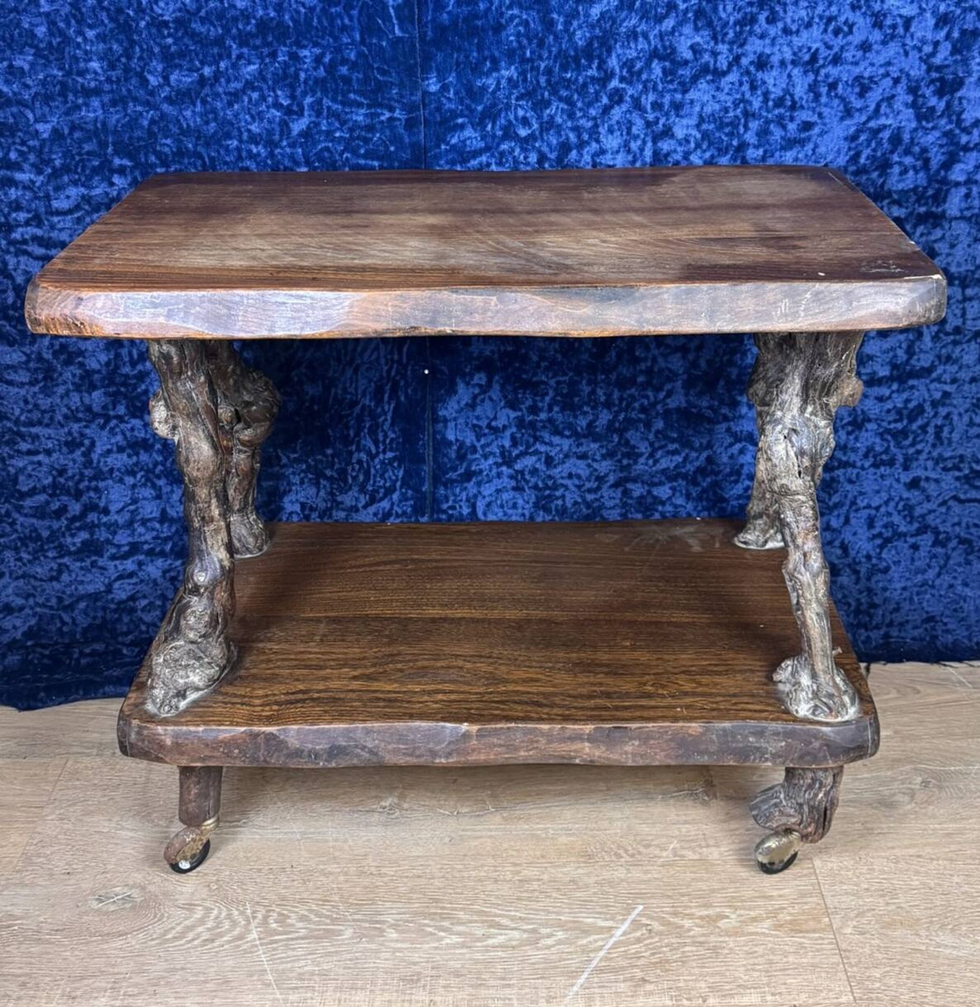 20th century folk art work: Rare serving cart