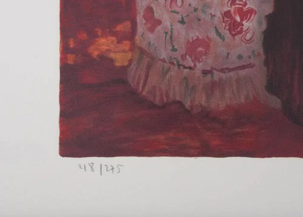 Yvonne CHEFFER DELOUIS : Intérieur orangé, lithographie originale signée