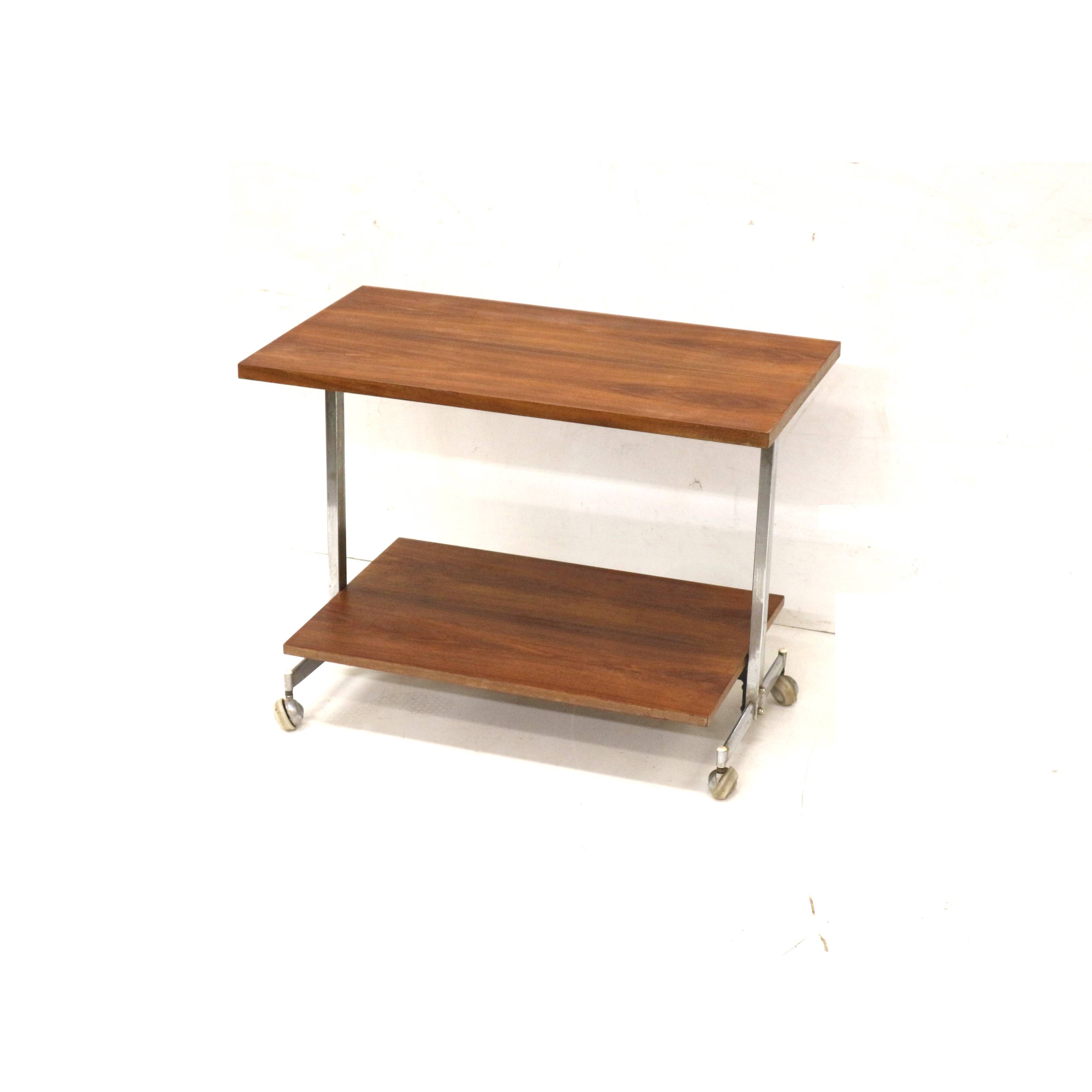 Vintage serving trolley / side table / TV cabinet made of teak from the 196