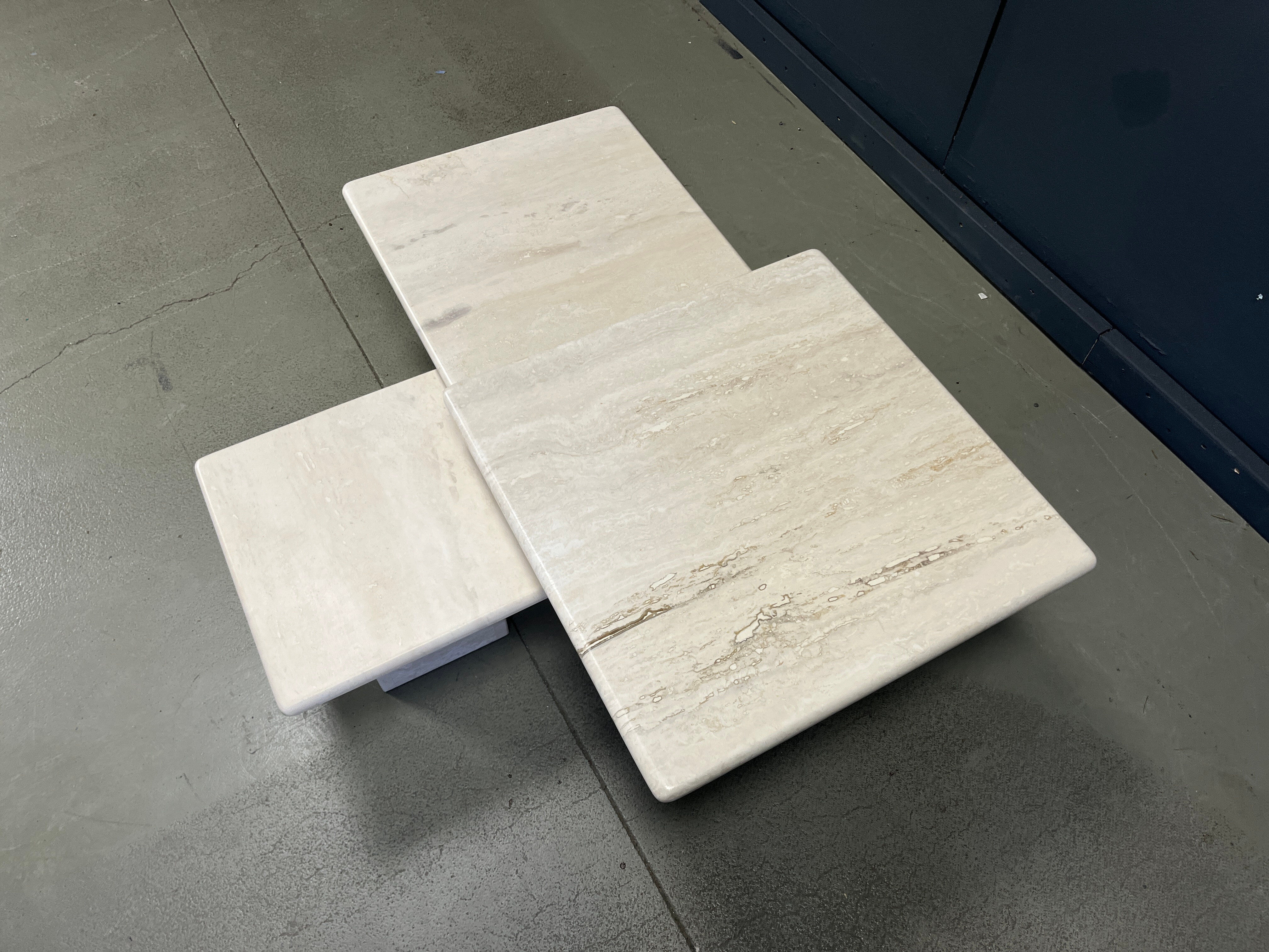 Vintage travertine nesting tables or side tables, 1970s