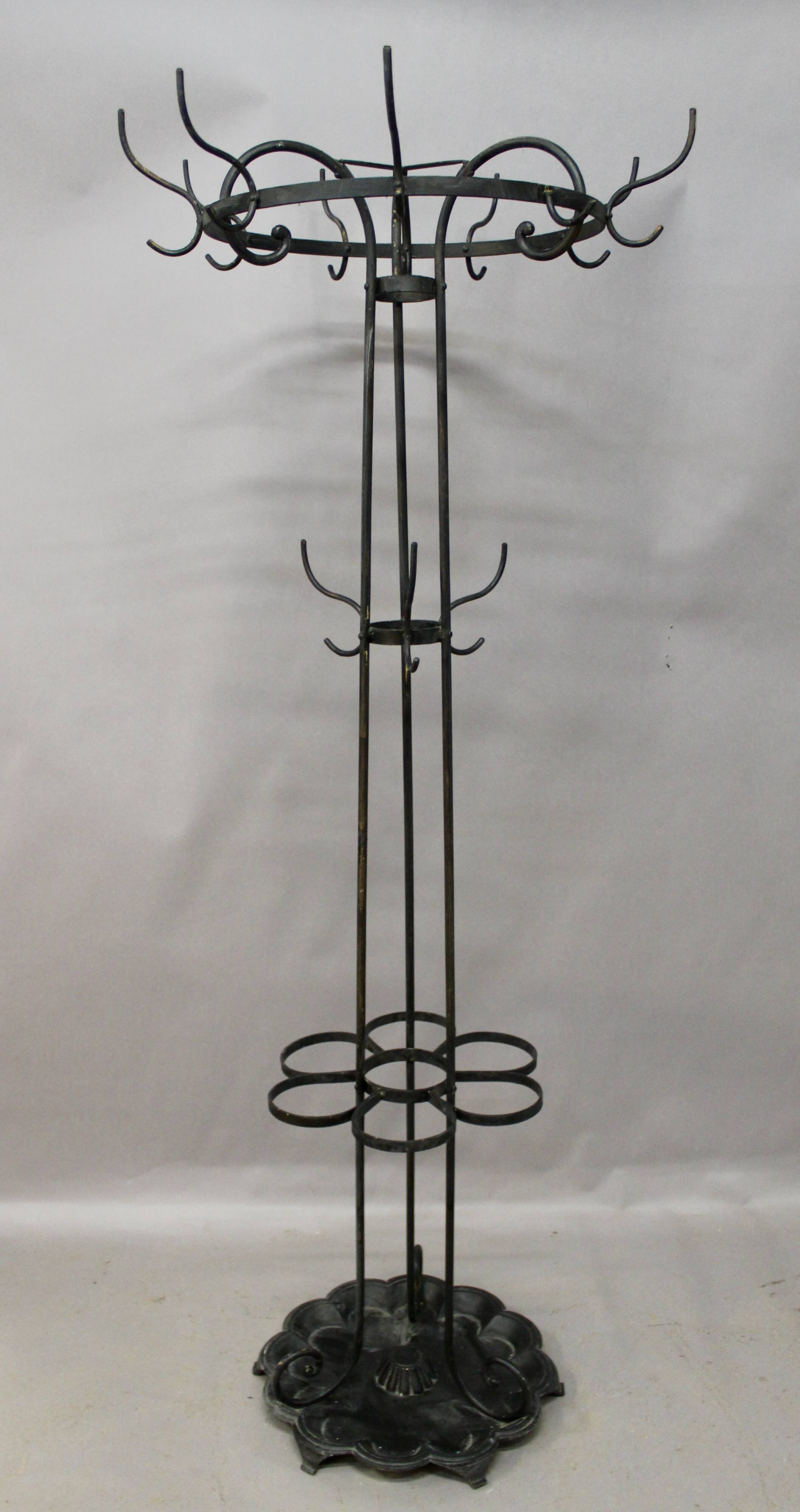 Wrought Iron Coat Rack and Umbrella Stand