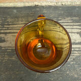 Set of 6 antique amber blown glass cups + vintage handle