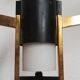 Teak, brass and opaline pendant light, Italy 1960