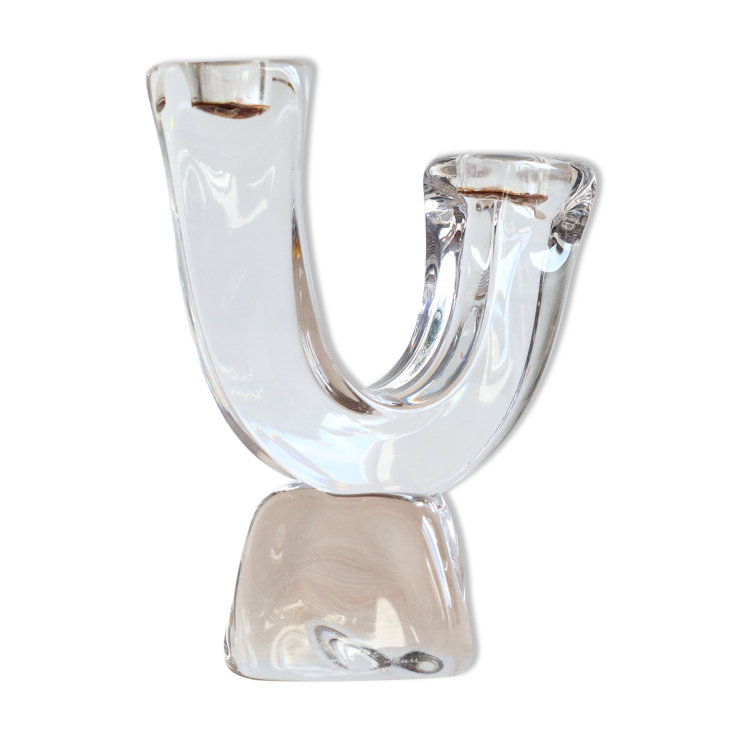 Two-branched crystal bougeoir by Daum France