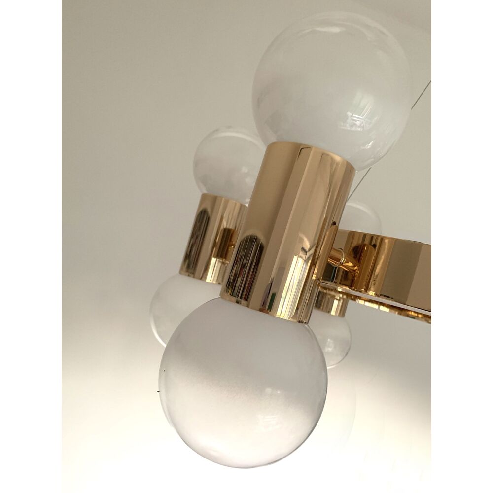 Lustre annulaire avec sphères blanches dégradées