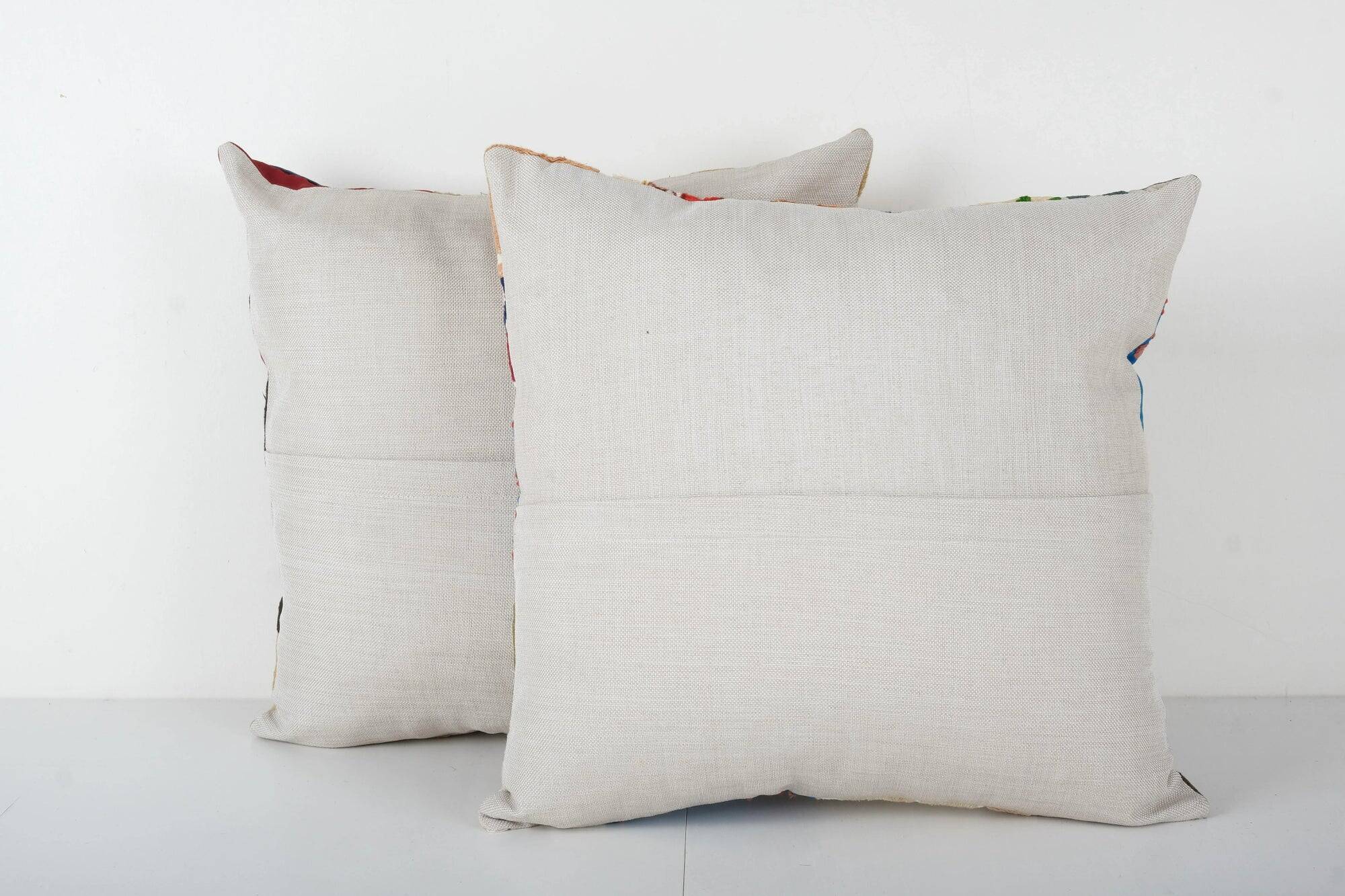 Set of 2 vintage embroidered cushion covers 46x48 cm