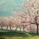 Oil on canvas trees in bloom 20th century by J. Vuillet 1987