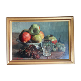 Original oil signed "Dead Nature at the Fruit Cup"