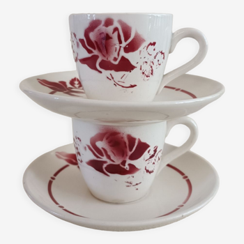 2 Digoin cups and saucers