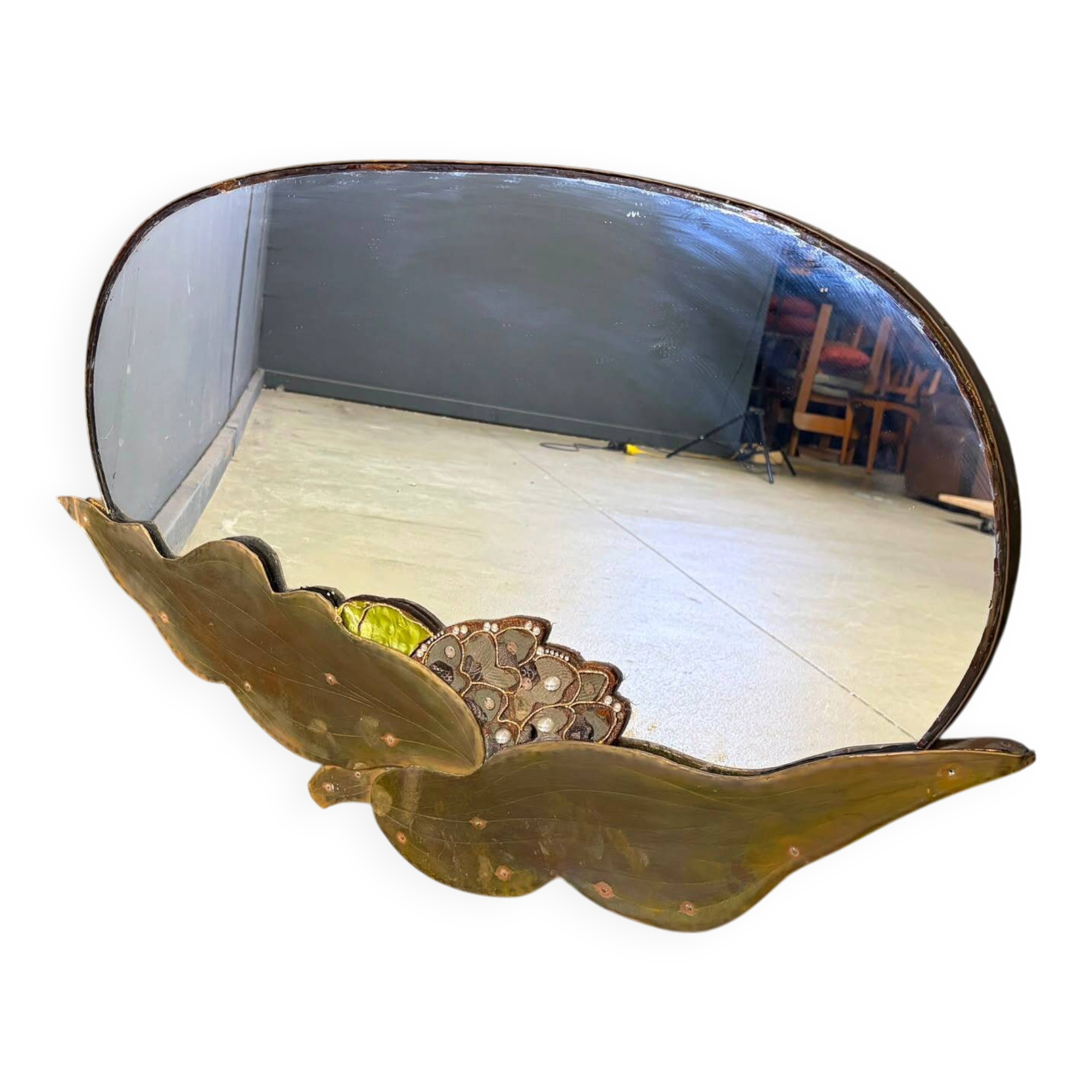 Vintage brass floral mirror, 1960s