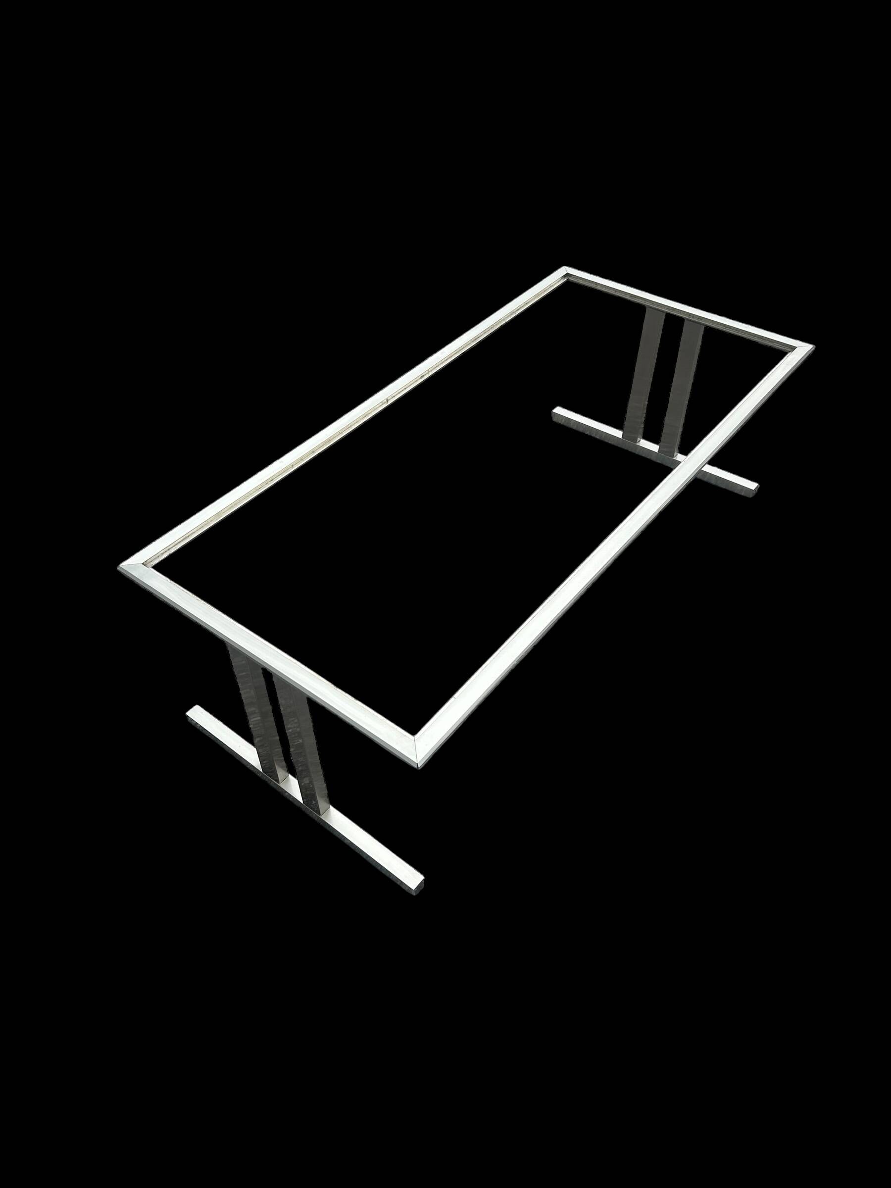 1970 brushed steel coffee table