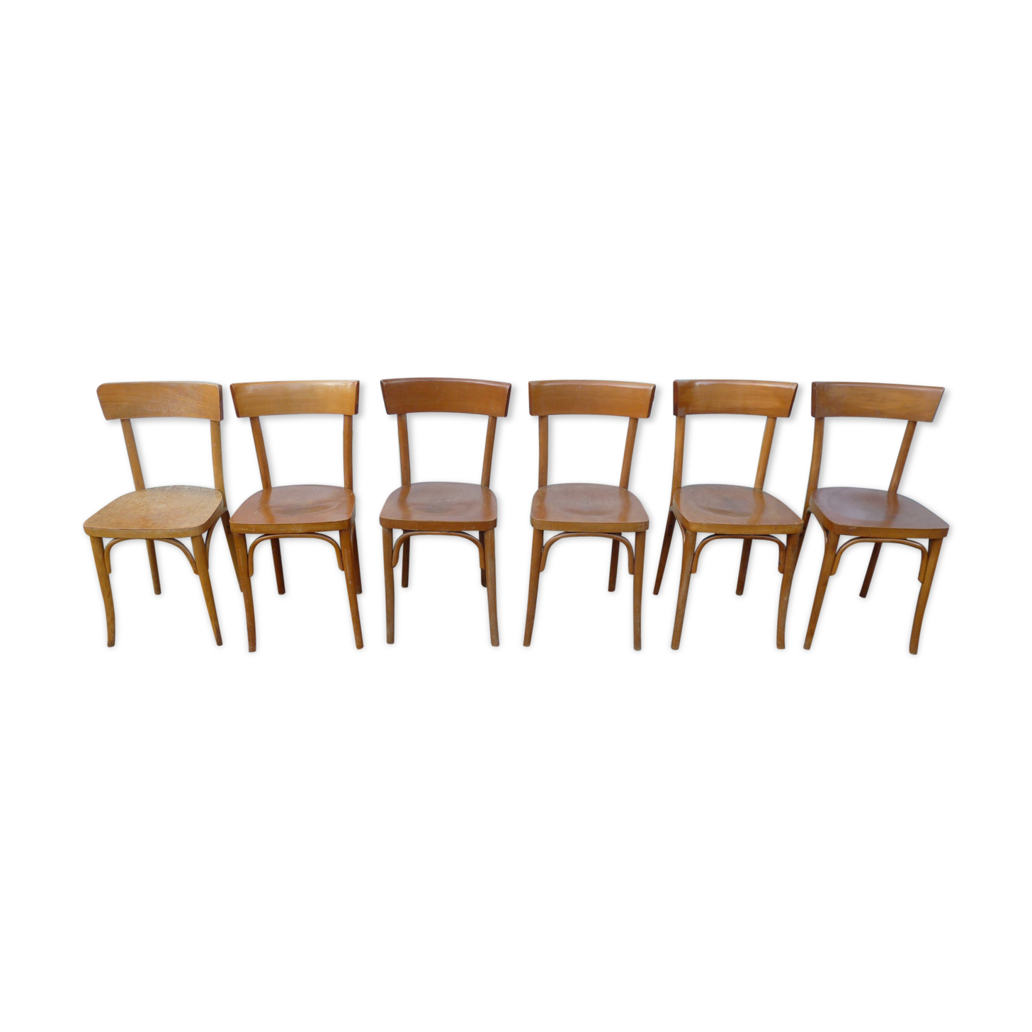 Lot de 6 chaises de bistrot bar en bois