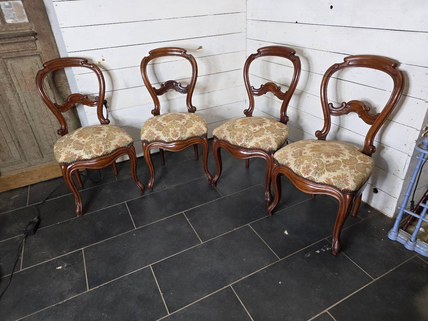 4 Louis Philippe style chairs from the 19th century in cherry wood.