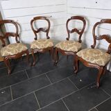 4 Louis Philippe style 19th century cherry wood chairs