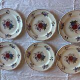 Set of 6 vintage Saint-Clément plates – Floral decoration – Very good condition