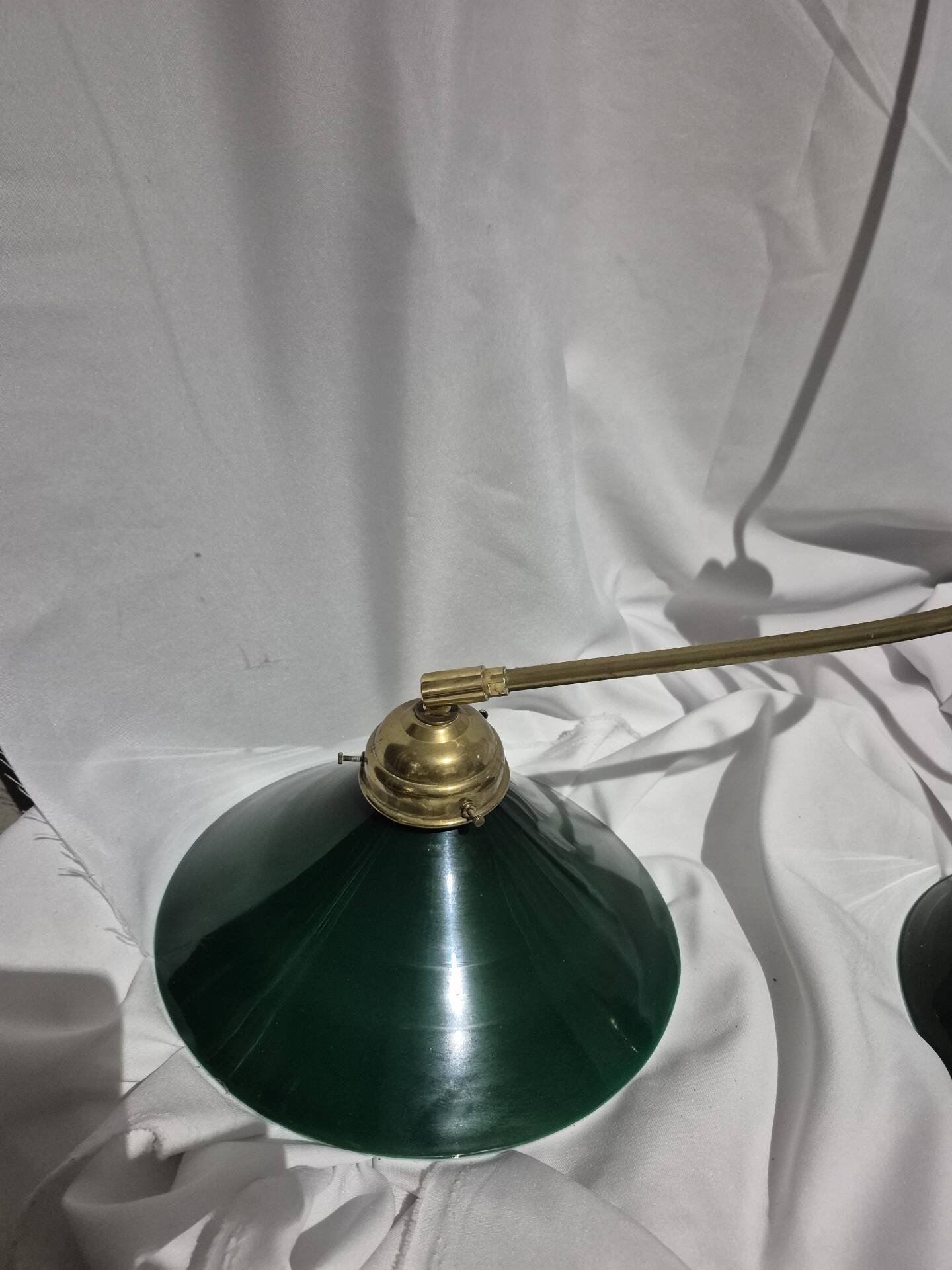 Opaline green white with brass billiard pool lamp 110-150 cm 3 shades