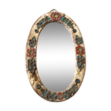 Ceramic mirror decorated with flowers, circa 1960 25x40cm