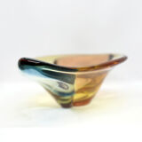 Organic modern glass platter designed by H. Machovska Mstišov Moser Karlovarske Sklo Cechoslovakia