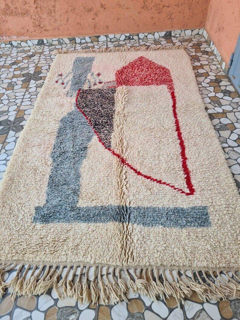 Handwoven traditional Berber rug size 1/2 m