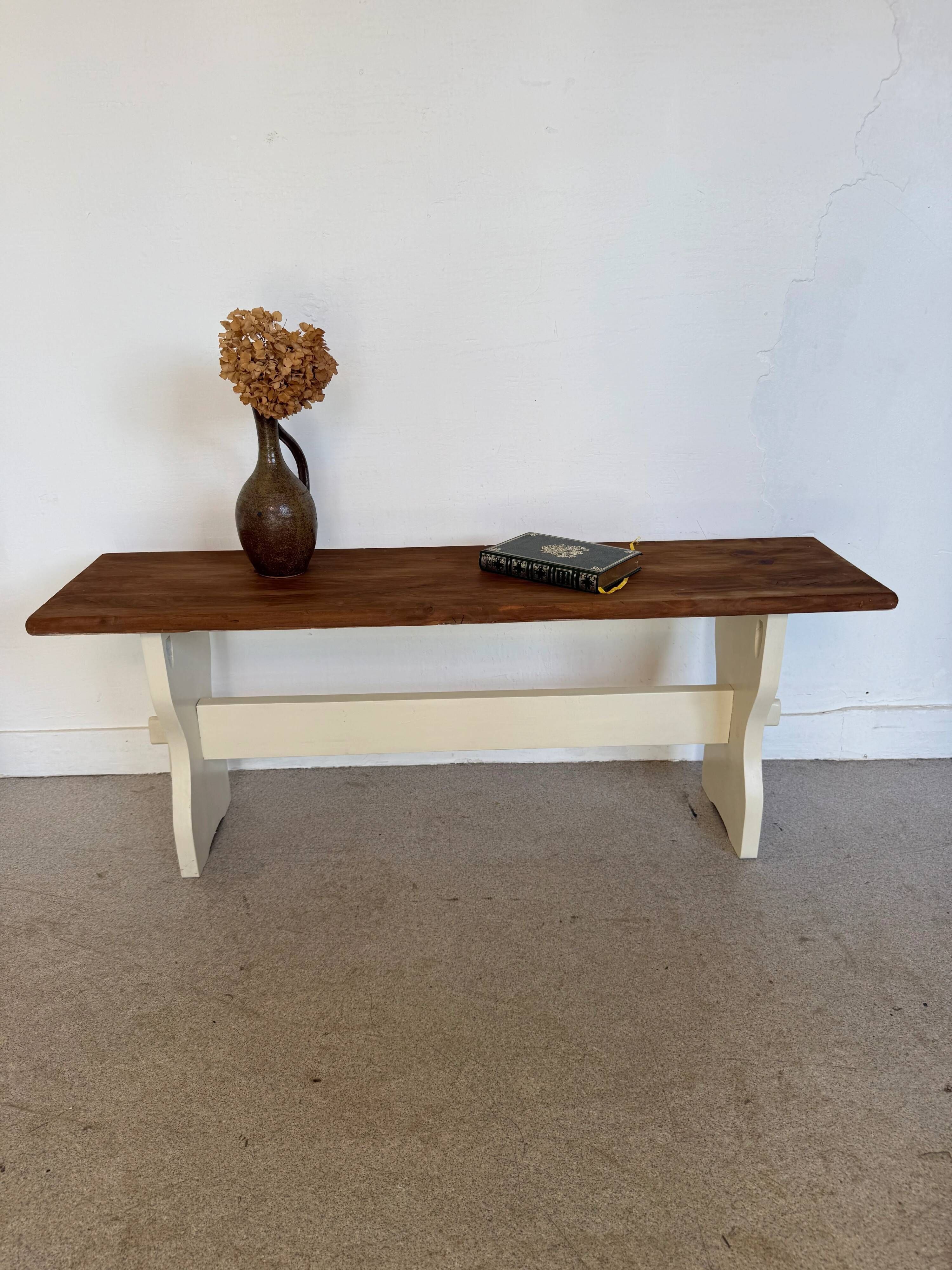 Vintage farmhouse bench made of solid wood