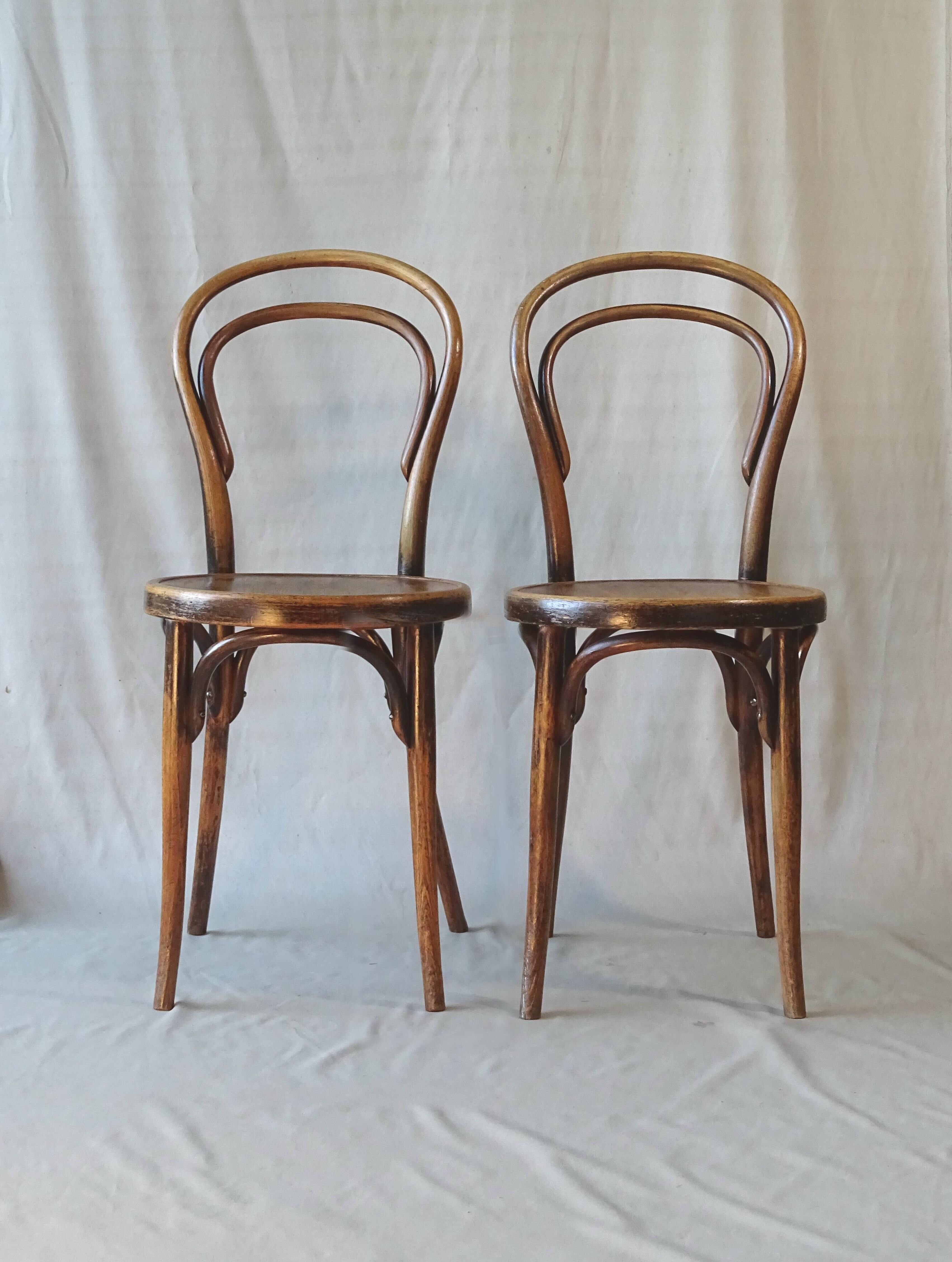 Paire de chaises bistrot par kohn n°14 1/2 vers 1900
