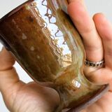 Set of 3 small enamelled ceramic mugs