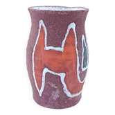 Small Accolay vase in ceramic with polychrome abstract decoration – 1950s/60s