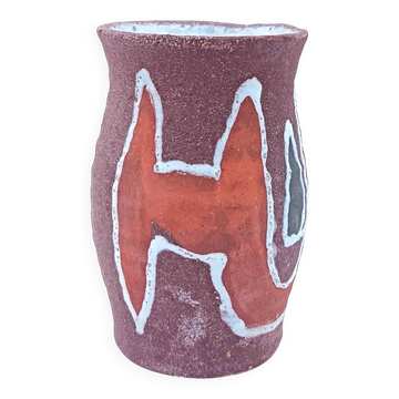 Small Accolay vase in ceramic with polychrome abstract decoration – 1950s/60s