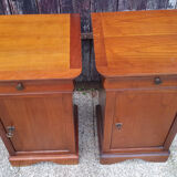 Pair of Louis Philippe bedside tables, solid cherry, vintage, 60