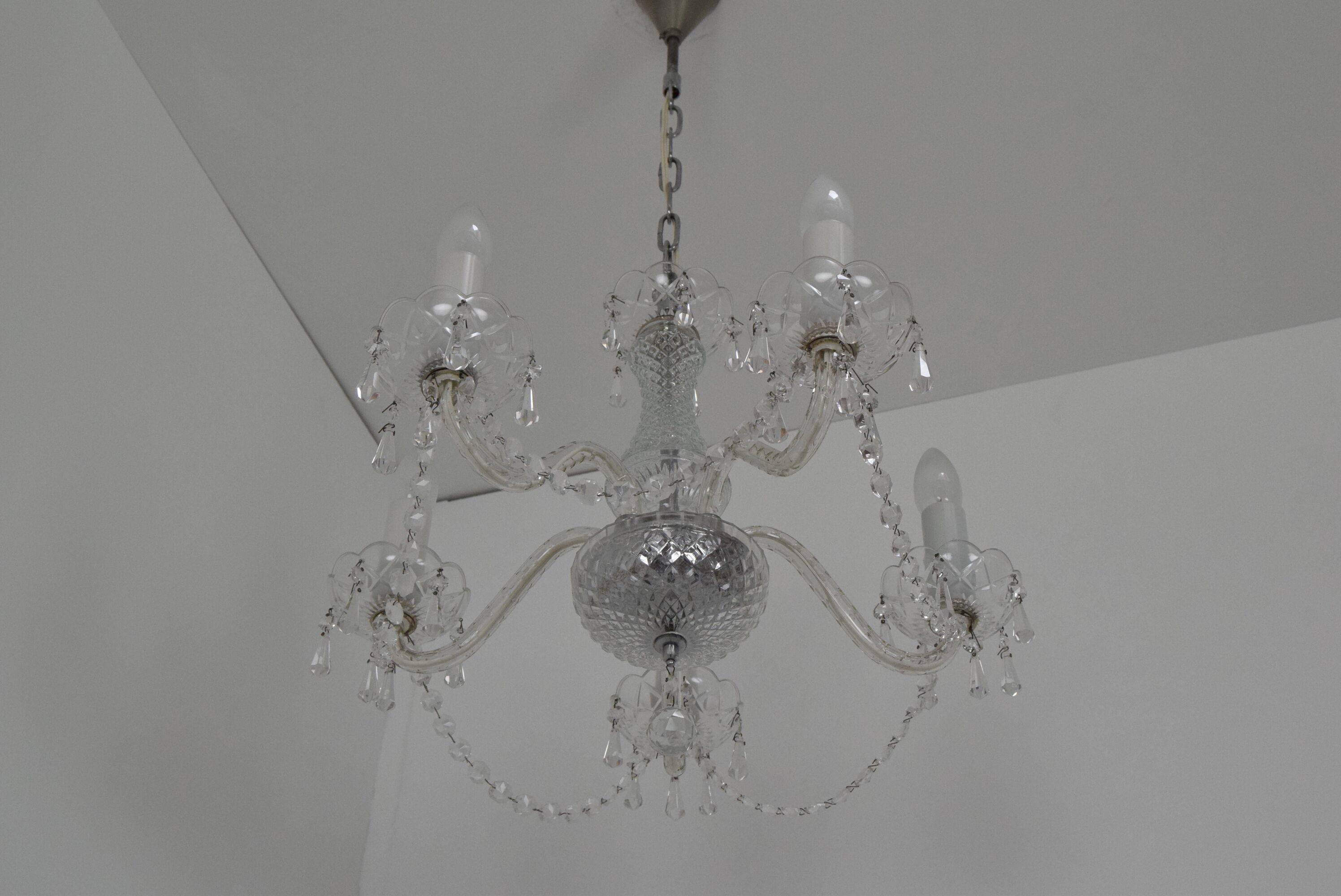 Mid-century Crystal Glass Chandelier by kamenicky Senov,1960's.