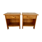 Paire de tables de chevet en orme, années 70-80