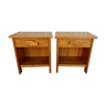 Pair of elm bedside tables, 70s-80s