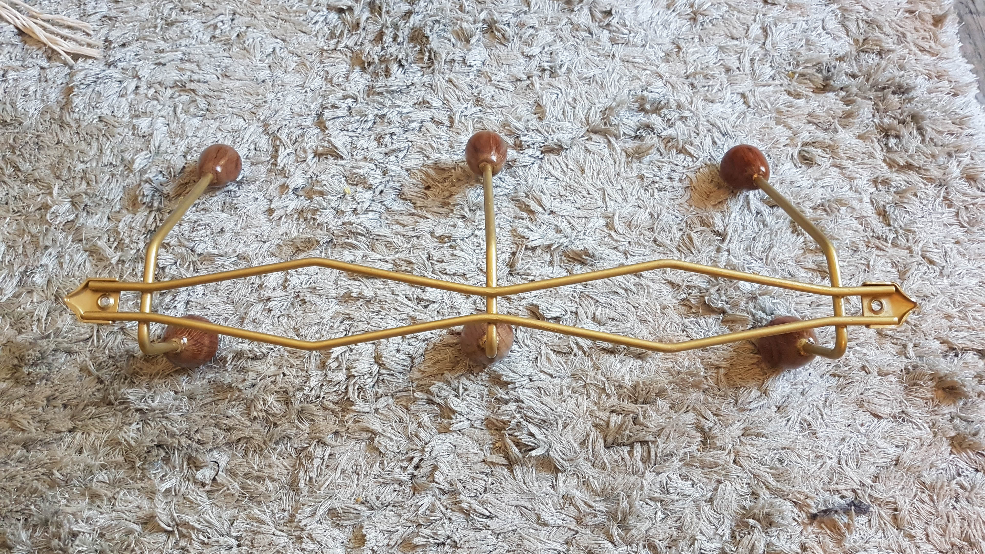 Vintage metal and wood coat rack year 50