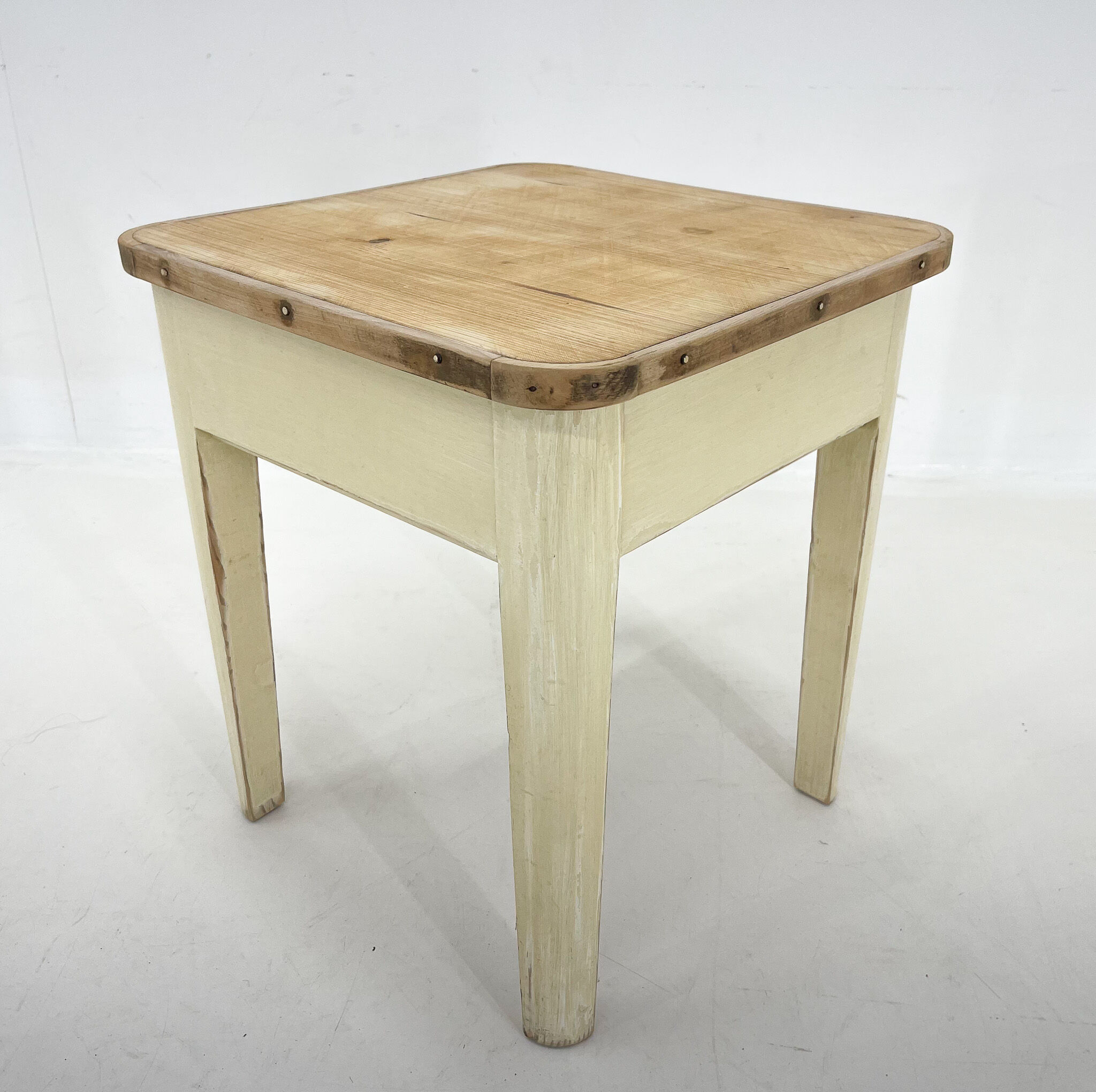 1950's Wooden Stool with Storage Space