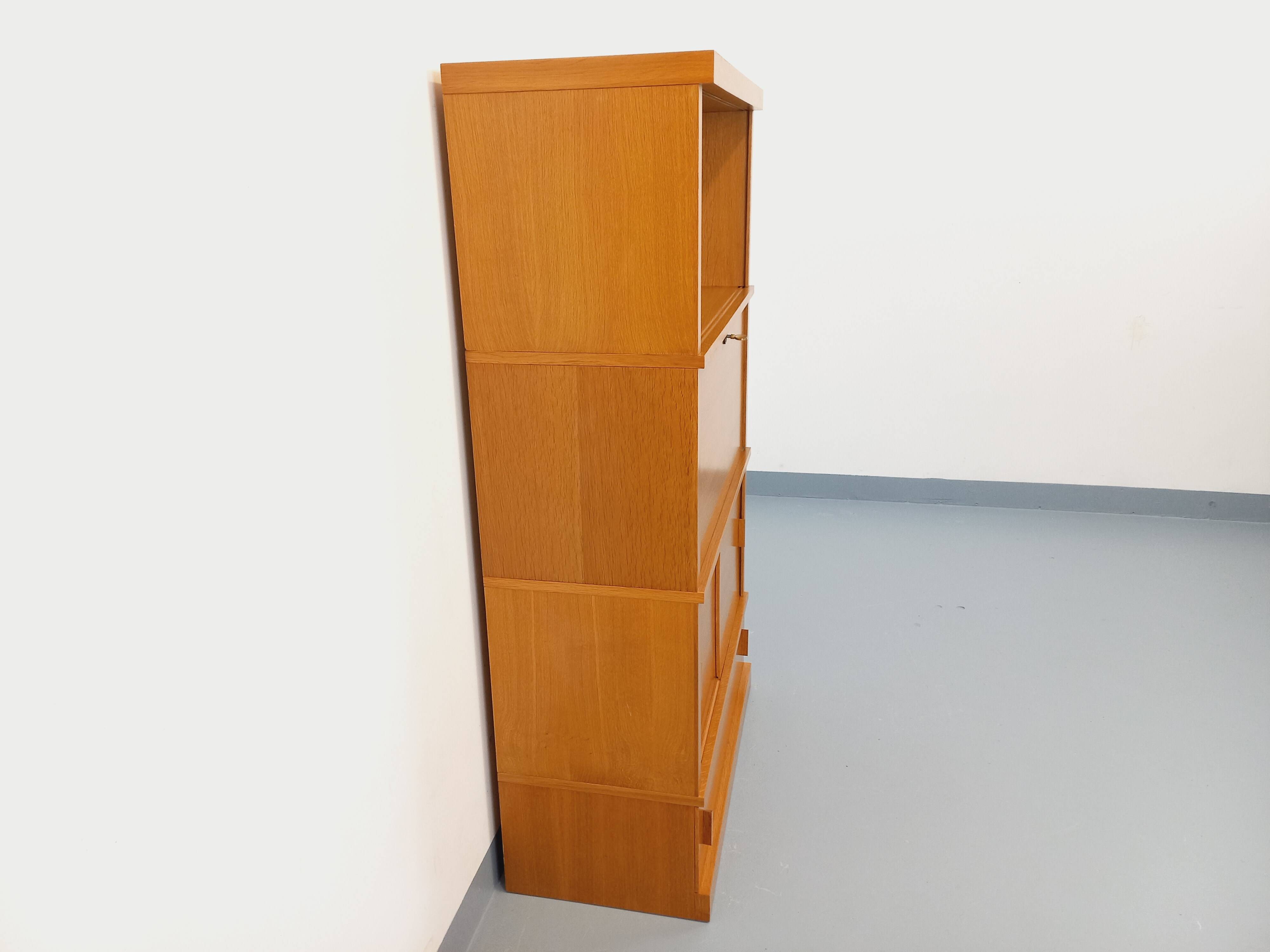 Vintage oak wood secretary bookcase storage furniture