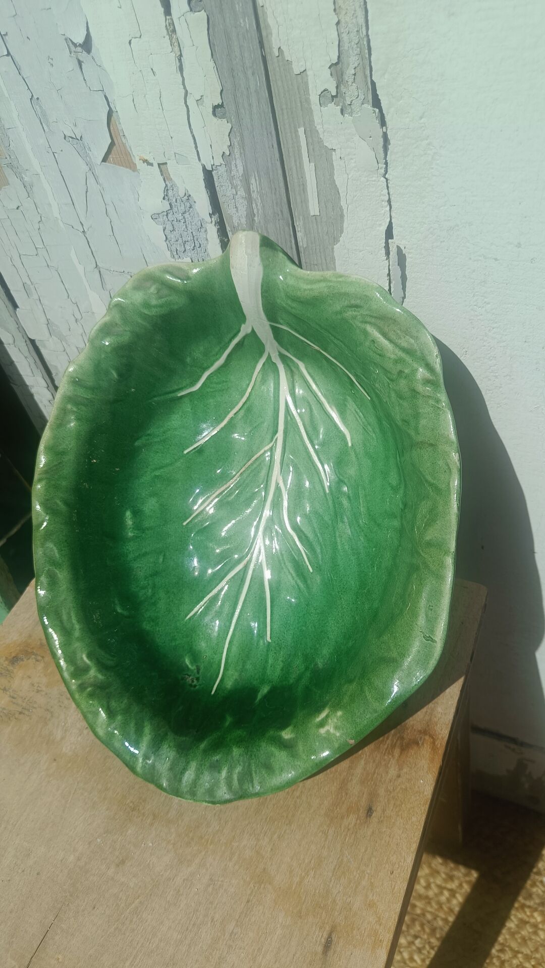 Vintage cabbage decorated earthenware salad bowl