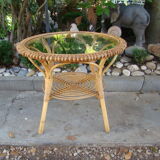 Vintage rattan/wicker round table