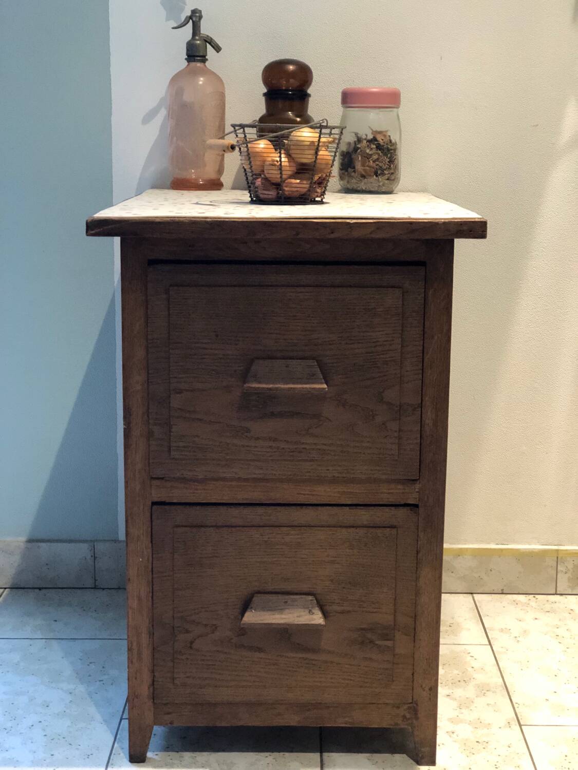 Restored old furniture / chest of drawers with 2 drawers