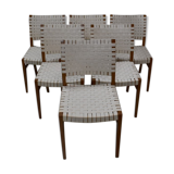 Suite of 6 vintage chairs in light beech late 20th