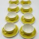 Set of 8 Vintage Boch Frères Yellow Cups and Saucers