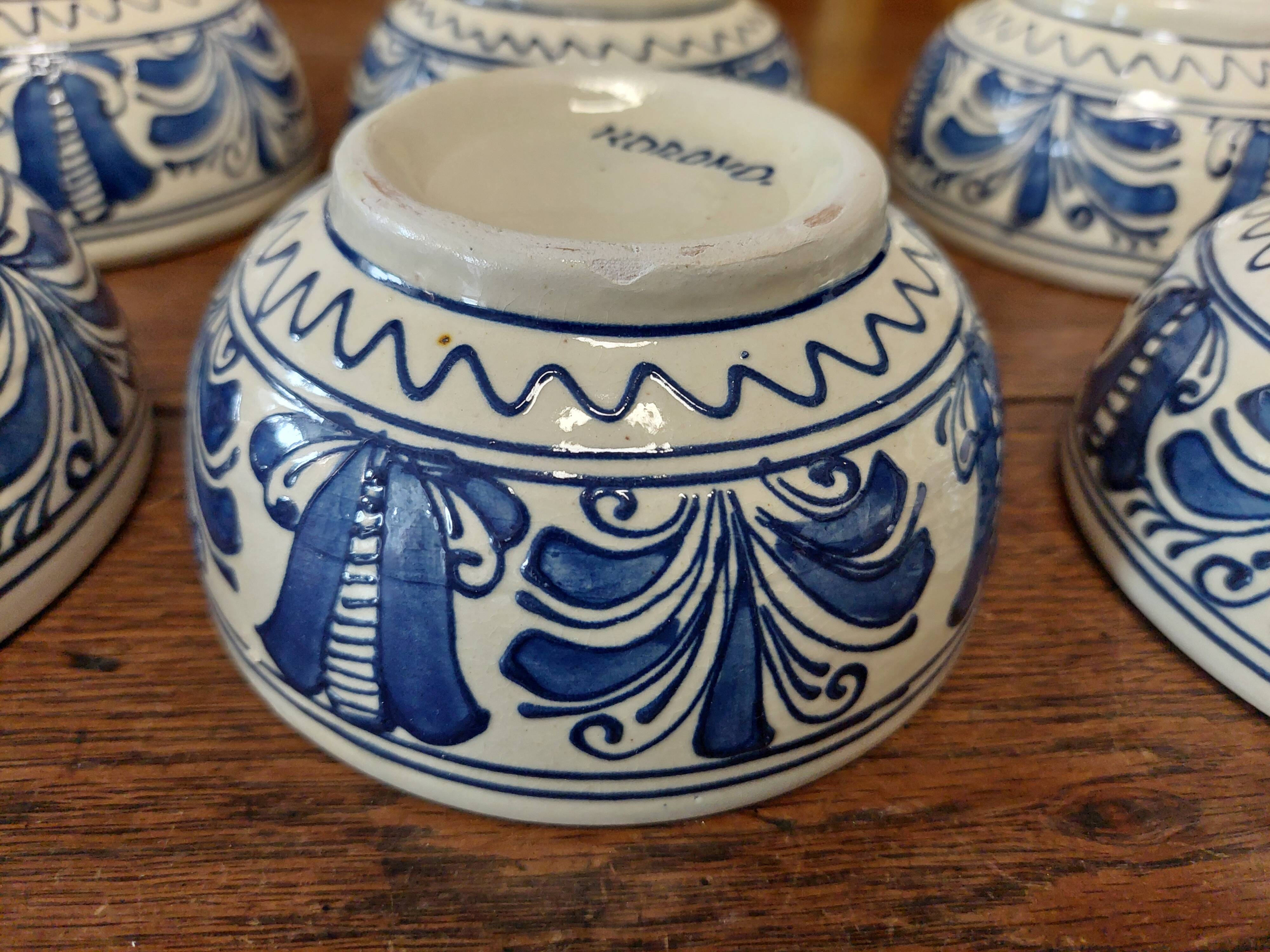 Bowls set of six Korond ceramic Romania 20th century