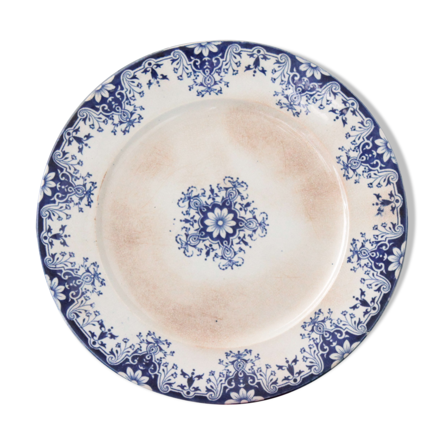 Old antique, Rouen, blue and white  plate