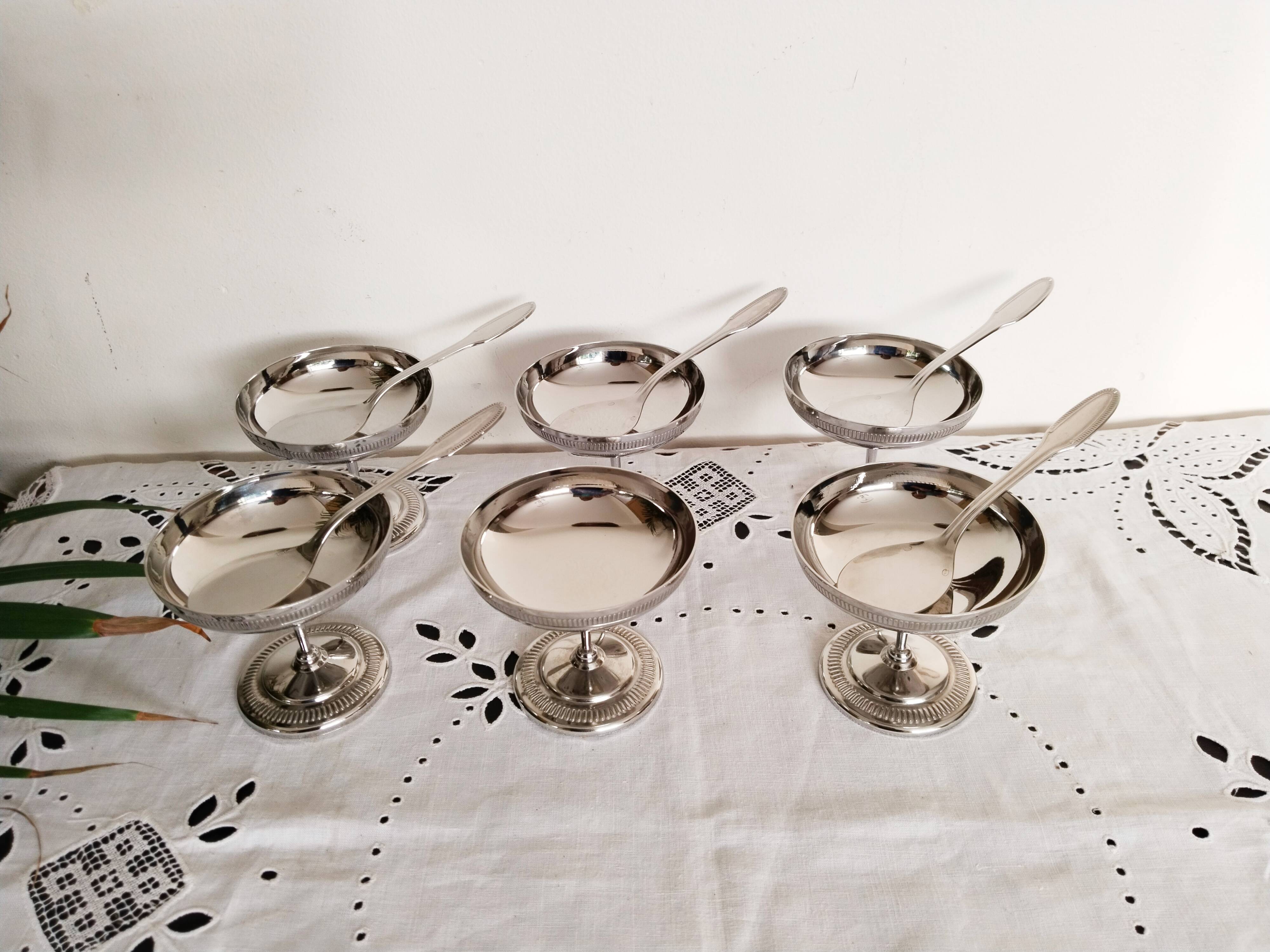 Guy Degrenne ice cream or sorbet cups, in stainless steel
