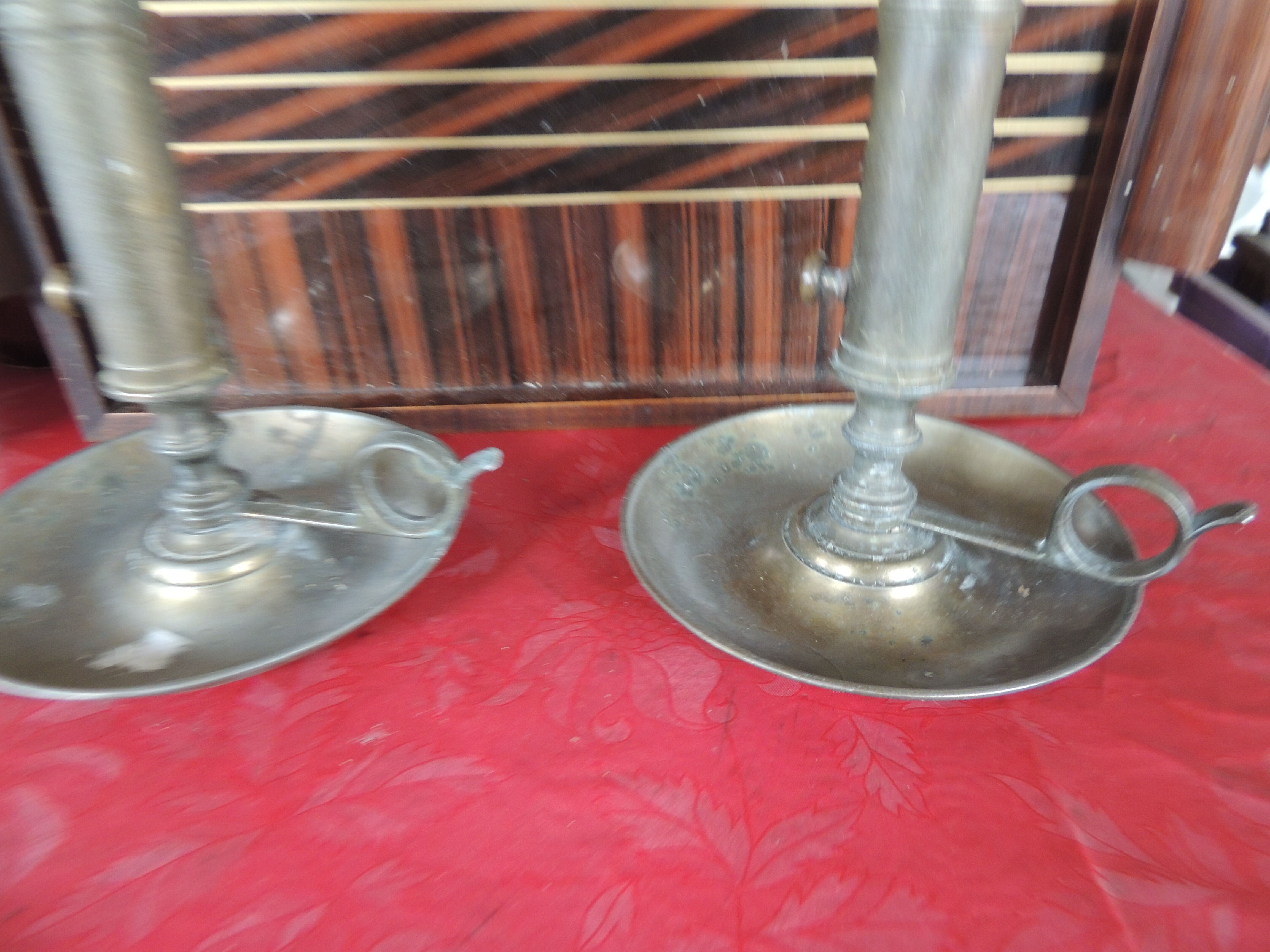 Pair of hand candle holders with pusher