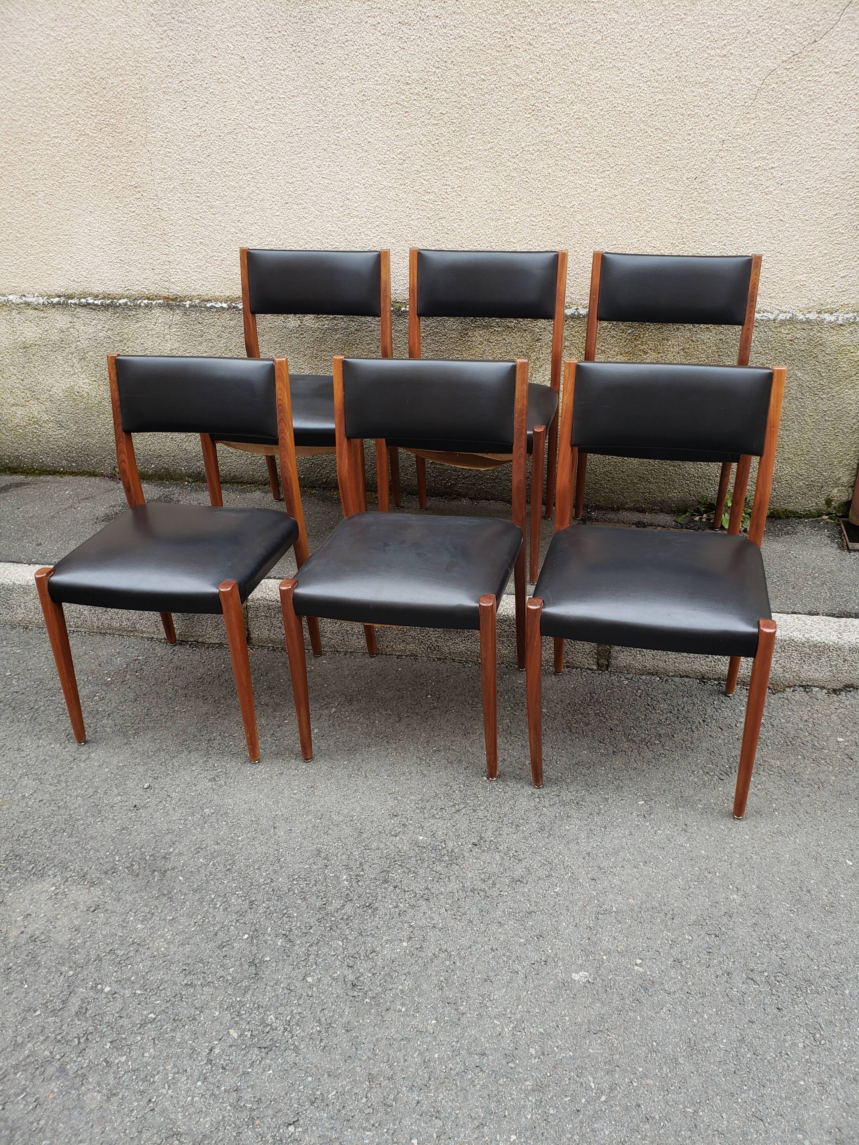 6 scandinavian black and beech chairs
