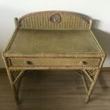 Desk, rattan and vintage wicker