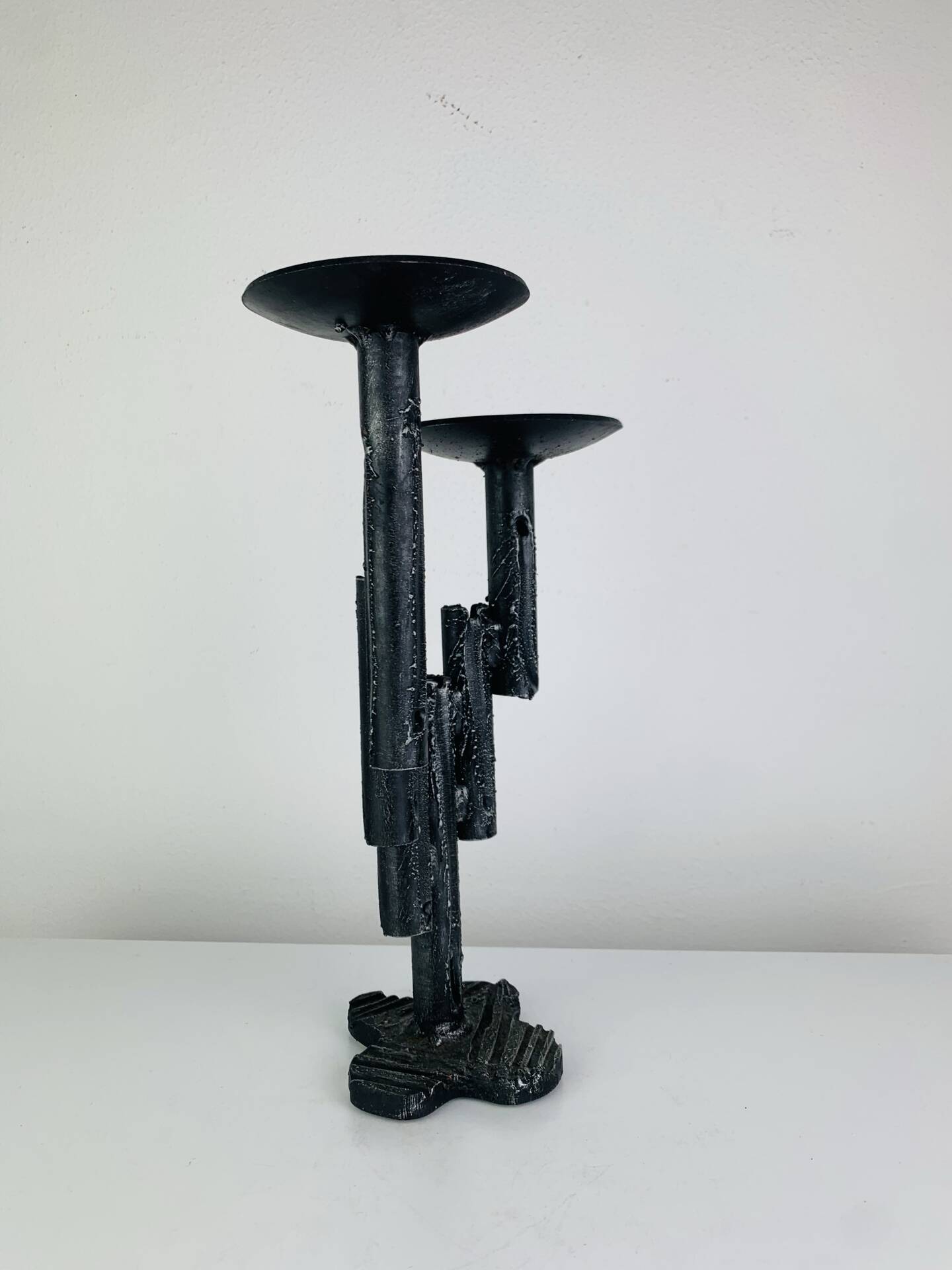 Brutalist iron candlestick, vintage