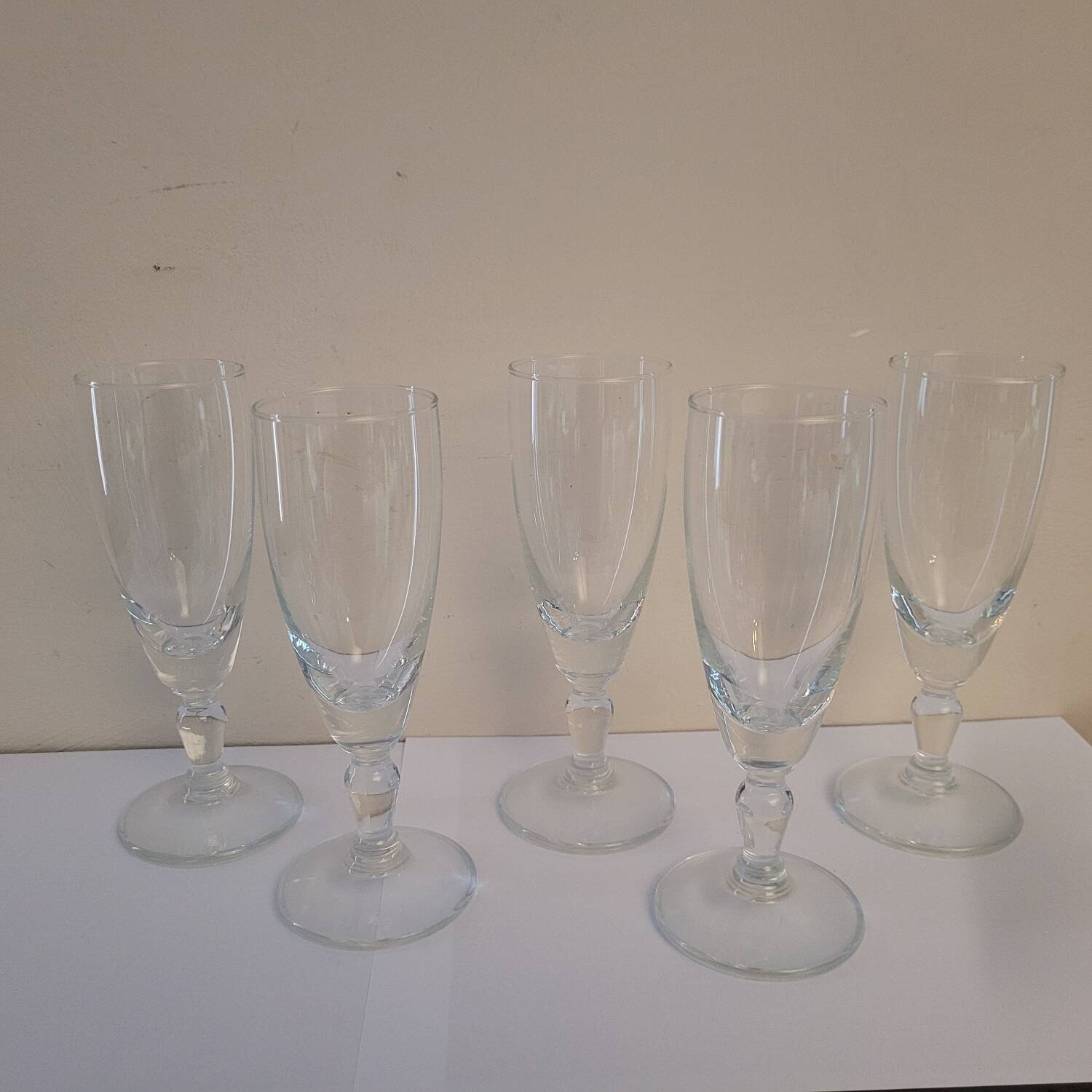 Cut glass champagne flutes. 1960s