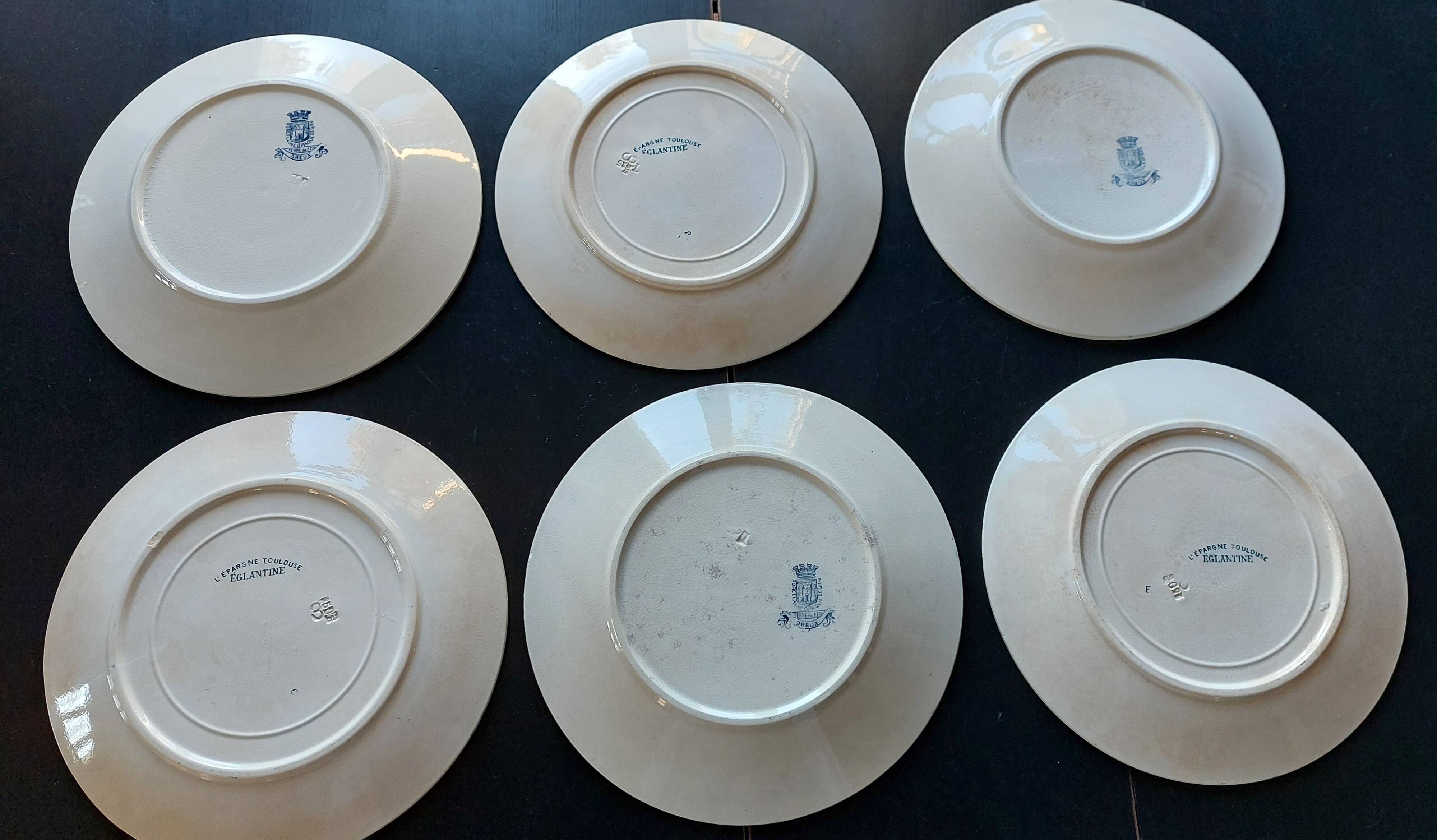 Iron Earth plates blue green tones mismatched lot