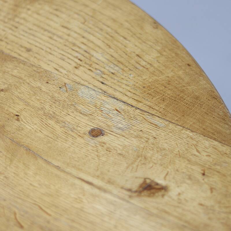Round Rustic Vintage Brutalist Coffee Table from Oak